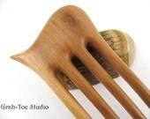 Apple Wood 4 Prong Wave Hair Fork Grahtoe Handmade