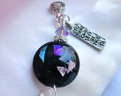 Be True DIchroic Black Blue Turquoise Wire Wrapped Pendant
