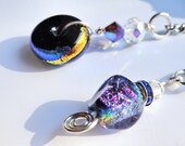 Midnight Blue and Purple Dichroic bead lariat necklace