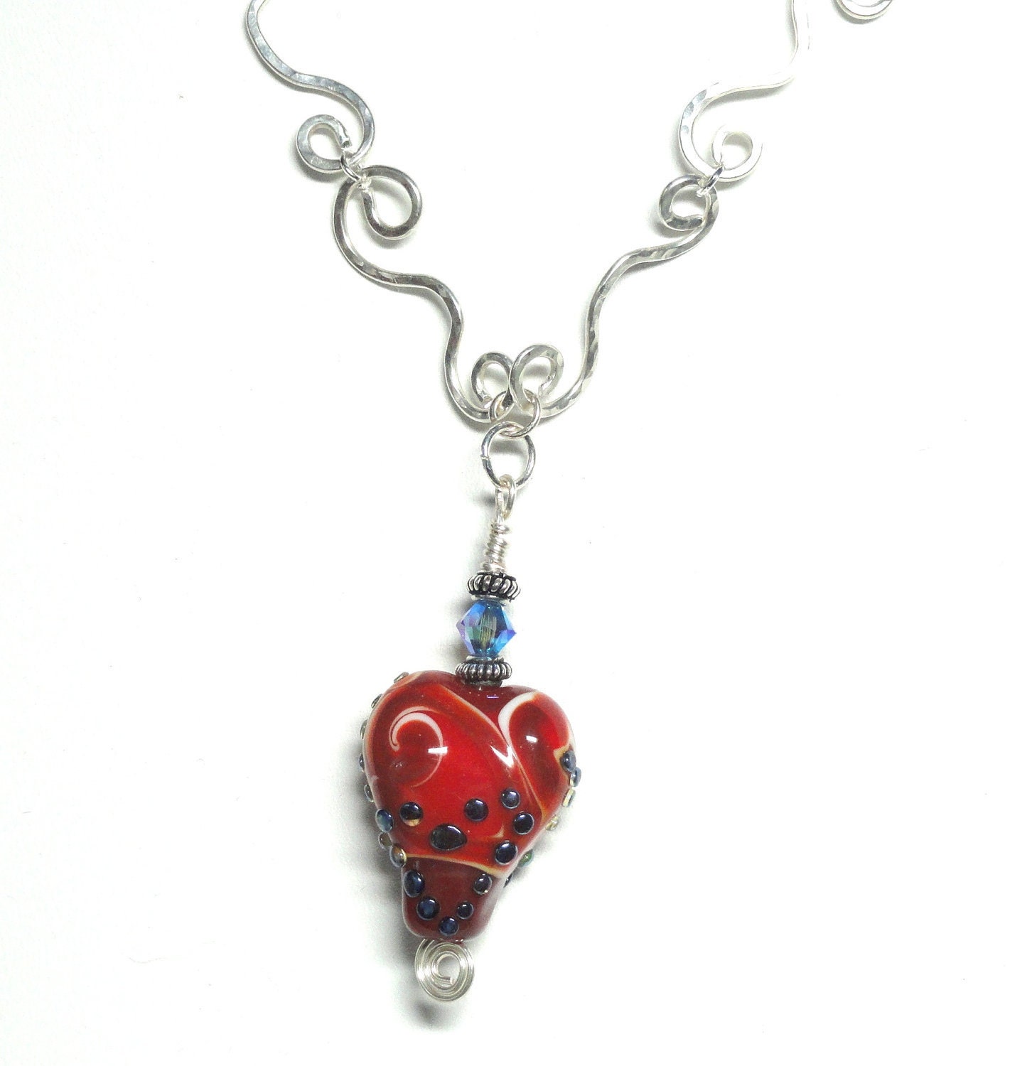 Be My Valentine Red Heart Lampwork Necklace
