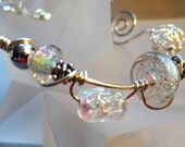Northern Lights Amazing Dichroic Bead Wire Wrapped SS Bracelet