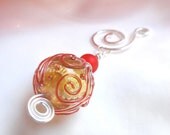 Pumpkin Orange Spice Lampwork Pendant Charm Interchangeable