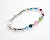 Custom Mothers Bracelet LoveLines Crystal Beaded - 3 Generations Version