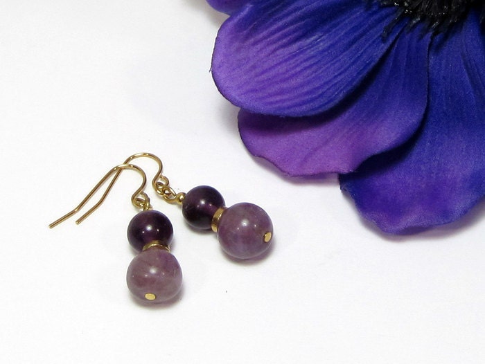Purple Fluorite Drop Earrings-Sugar Plums