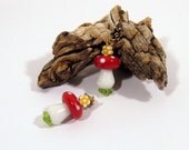 Lampwork Glass Mushroom Earrings - Amanita