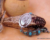 Concho and Turquoise Bracelet in Silver - Santa Fe Skies