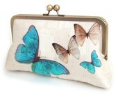 Butterflies, luxury silk clutch purse