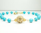 Sparkling Turquoise Necklace:)  Sea Blue Turquoise Neckace, Bridal Necklace, Statement Turquoise Necklace, Beach Weddings