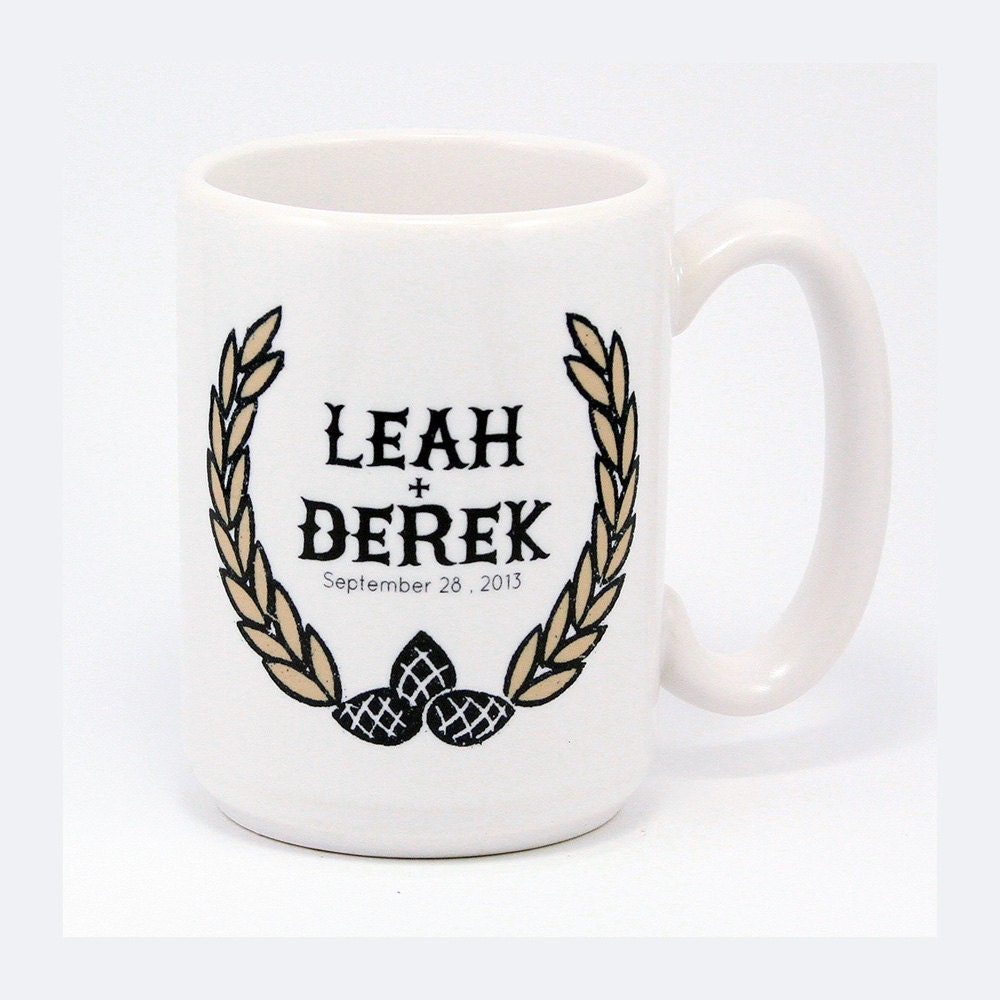 CUSTOM Laurel Mug. amber yellow. ceramic. hand-printed.