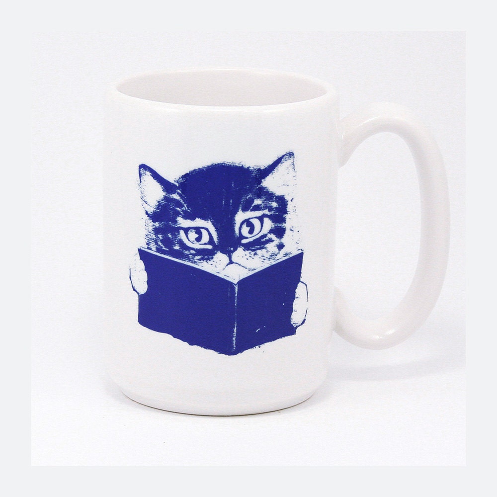 Kitty Mug. ceramic. hand-printed.