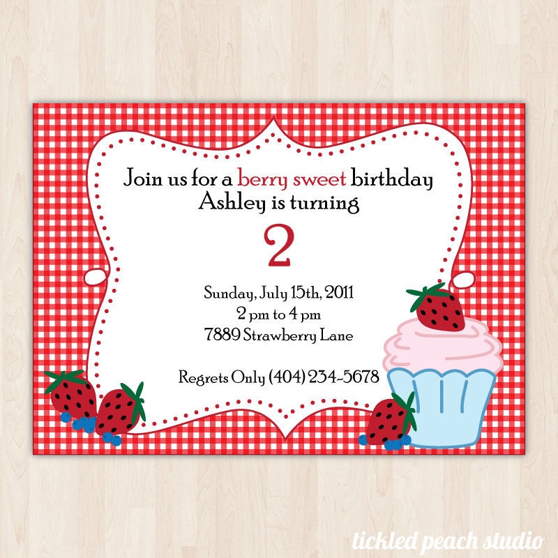 Berry Sweet Birthday Invitation - DIY PRINTABLE or PRINTED - by Tickled Peach Studio Il_170x135