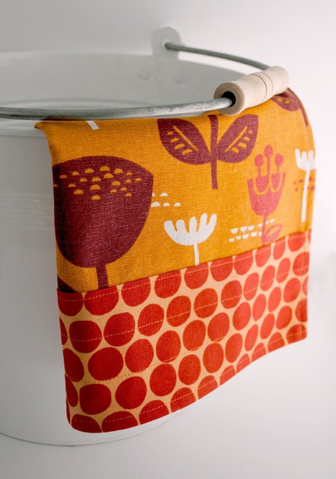 Orange Mod Floral Tea Towel