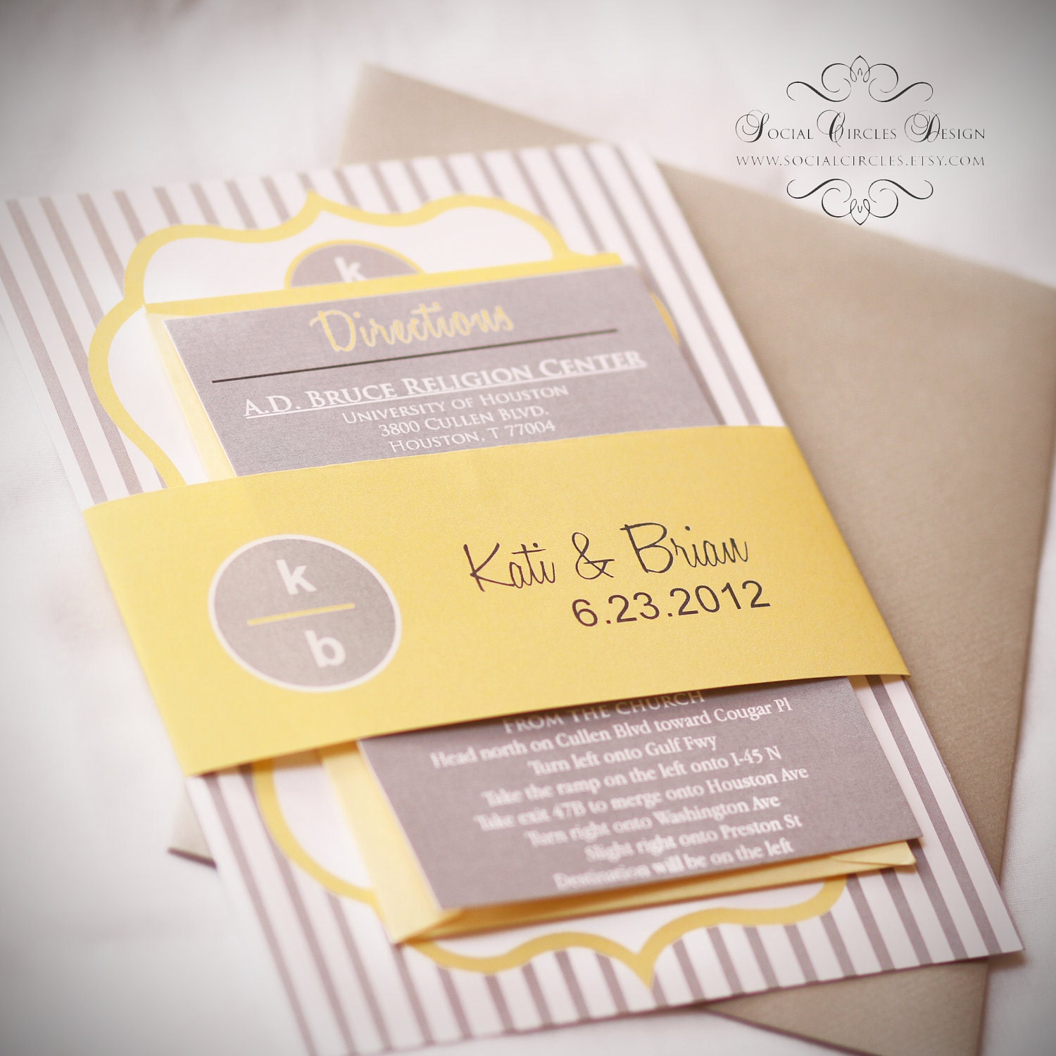 Modern Wedding Invitation in Yellow and Grey