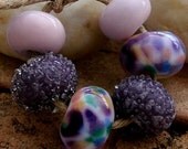 IRIS BLOOM Bead Set - Set of 6 Coordinated Handmade Lampwork Beads