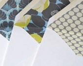 Lined Envelopes, 5.75" Square, 100% Recycled Content, Set of 10, Amy Butler Floral and Dots