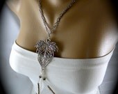 Body Chain, Necklace, wear it many ways Back Jewelry, Leaf Pendent