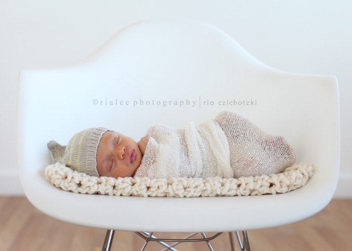Cute Sand/Grey Baby Pixie Hat With Fresh Yellow Stripes, EveryDay Wear or Photo Prop, newborn, READY TO SHIP