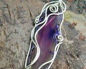 Lilac Mist, Handcut Agate Slice, and Sterling Silver filled Pendant, ThePurpleLilyDesigns