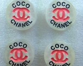 NeW CC Logo Circle Kawaii Flatback Resin Cabochon 4 pieces USA SHIPPING
