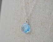 Aquamarine Necklace - blue crystal solitaire sterling silver - simple wedding or everyday jewelry - march birthstone