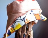 floppy sun hat, peach, vintage fabric