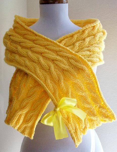 Handknit Elegant Jonquil Cable Scarf