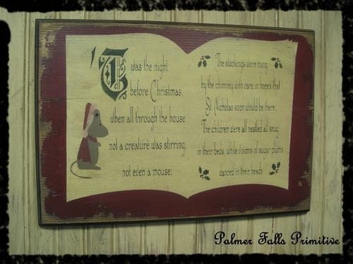 Twas The Night Before Christmas Primitive Handcrafted Wood Sign Wall Decor