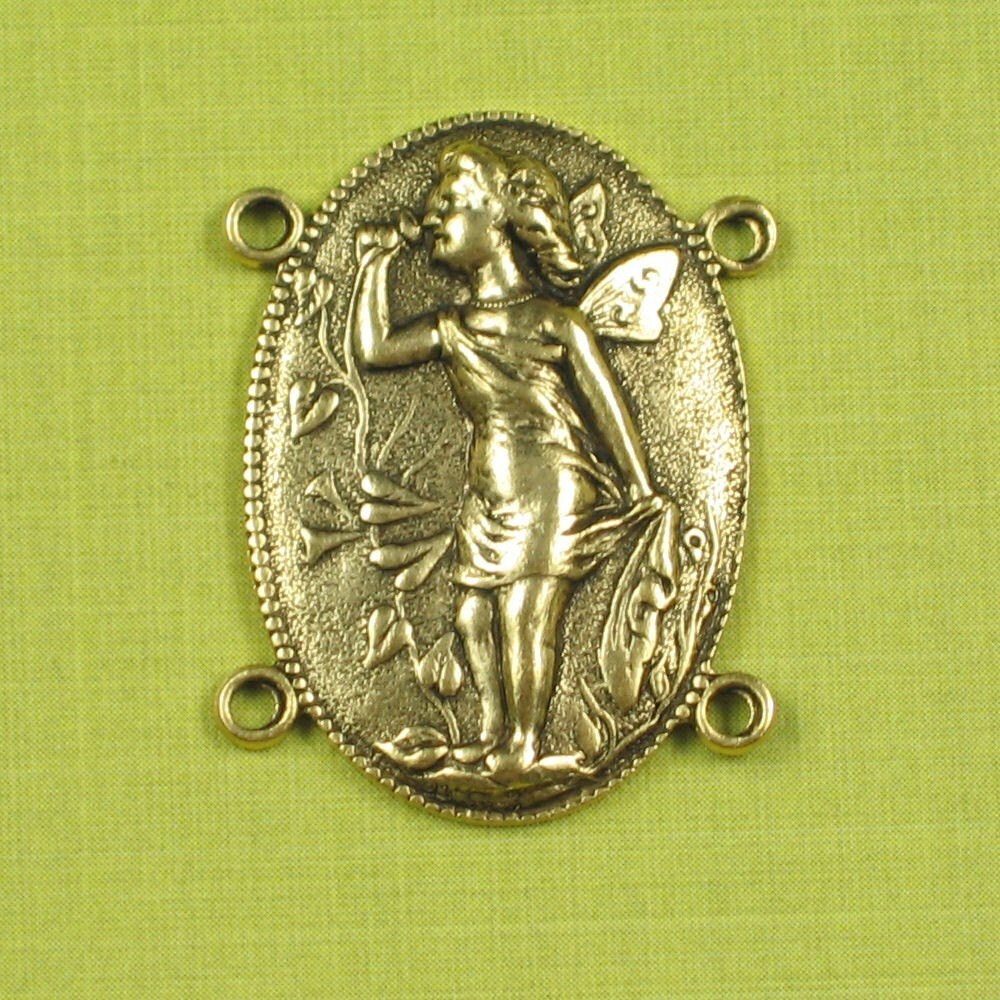 6 New Antiqued Gold Fairy 4 Hole Connector Jewelry Findings 433