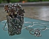Sculpture Flower Vase Fine Silver Necklace Pendant