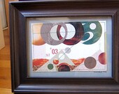 Planetary Green and Copper Stitched Collage  No. 1