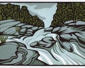 STREAMING WATER linocut - WingedLion