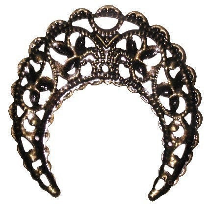 6 steampunk Antique copper bronze filigree Victorian Celestial fairy MOONS cab crowns scrapbook embellishment jewelry findings