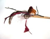 Berry Red Bird- Hair Stick