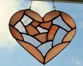 Peachy rose heart featuring opalescent stained glass