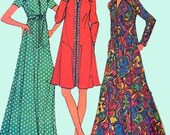 Vintage 70s Sewing Pattern McCalls 3377 RETRO EMPIRE or TENT Dress or Robe Size Small 8-10