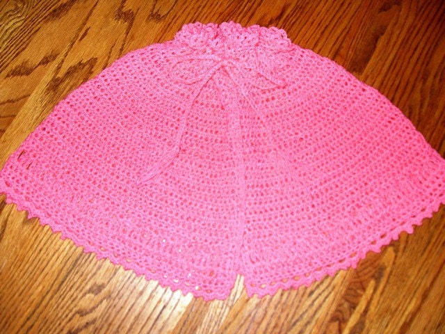 Bright Pink Crocheted  Girls Cape