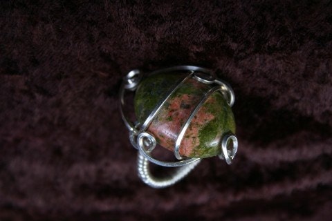 Ring Size 8 Unakite Delight in SS Wire