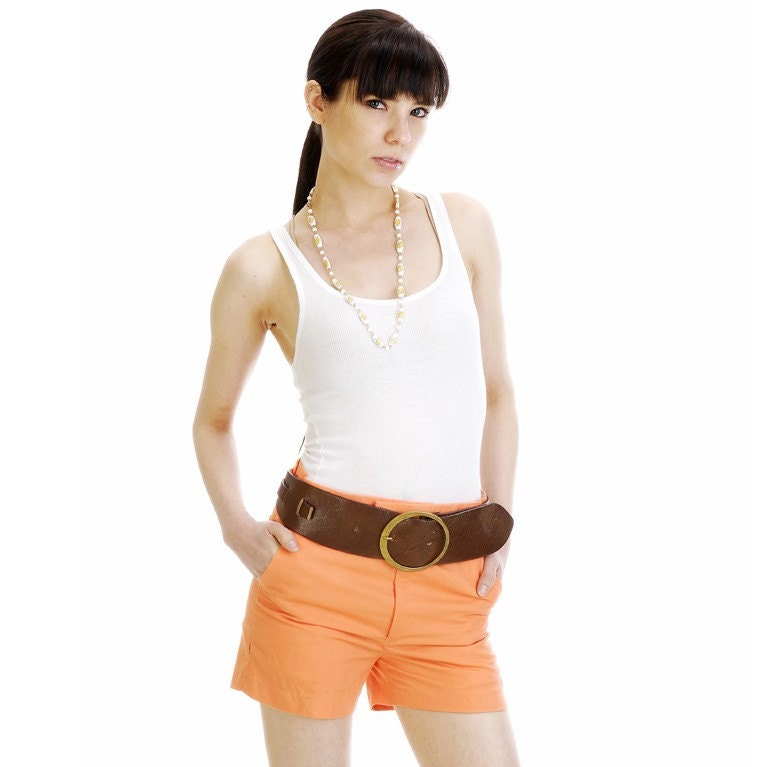 Vintage 1970s Izod LACOSTE Peach Orange Shorts Small