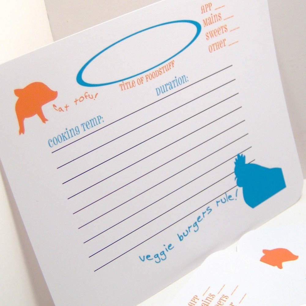 WG301 Set of 12 funny recipe cards for vegetarians