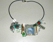 NECKLACE -tribal jewelry, lapis, coin, turqoise,crystal - recycled repurposed and reused