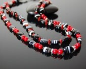 Black Lace Agate Red Coral Double Neclace SALE