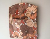chestnut brown vintage fabric clothespin bag SALE