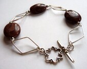 Chocolate Bracelet - Silver and Marbled coffee Jasper
