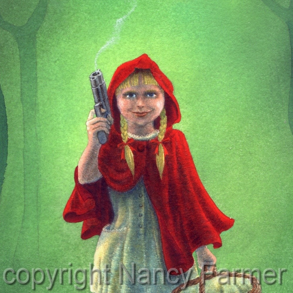 Little Red Ridinghood Gets Even - bad girl print - 5x7 inch giclee
