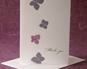 Hydrangea - pressed flower Thank You Card set of 5 - lavender on white