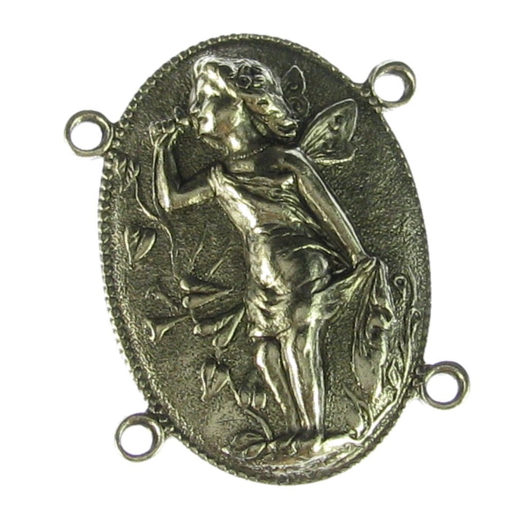 6 Antique Silver Fairy 4 Hole Connector Jewelry Findings 433