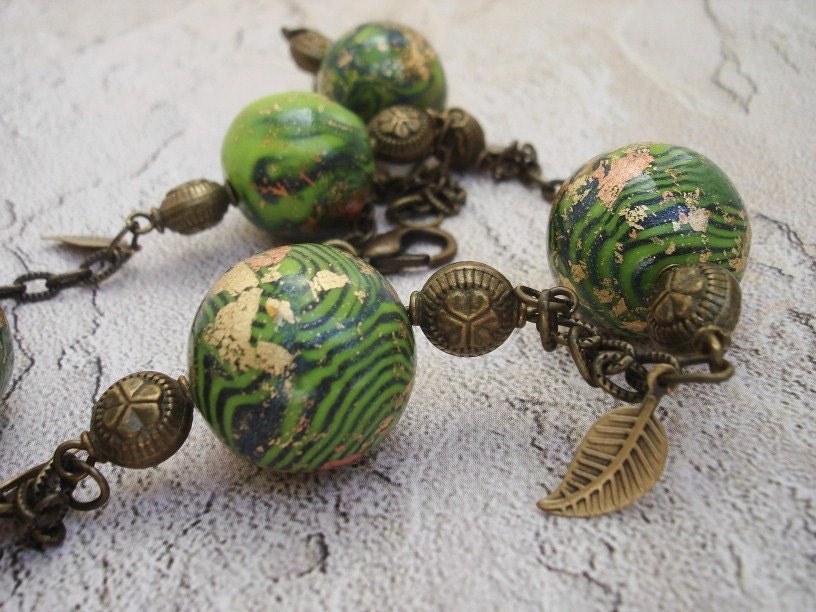 Gold and Copper Leaf Necklace
