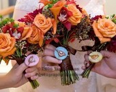 Bird Charm Wedding Bouquet - custom made in your choice of colors - handmade polymer clay