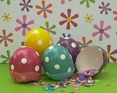 Cascarones (Confetti Eggs), TWO DOZEN, Flower Power Polka Dots