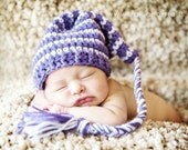 Pick-your-colors-stocking hat with a long braid for Newborn with FREE SHIPPING